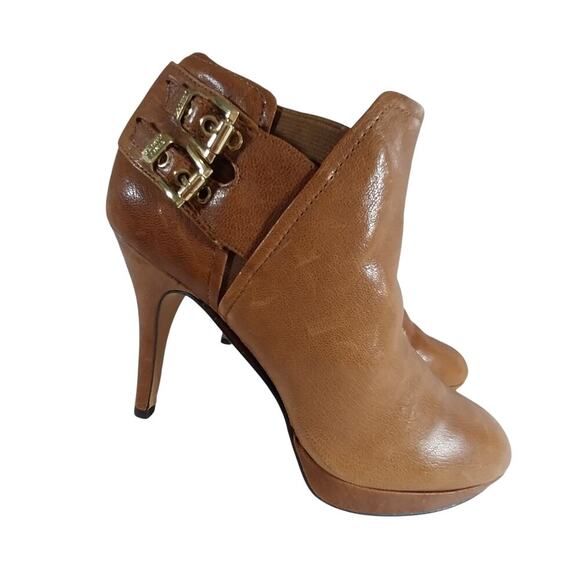 NWOT-1 SHOW! VINCE CAMUTO! OAK BROWN GENUINE LEATHER DUAL BUCKLE BOOTS! SZ 9.5M - Picture 10 of 10